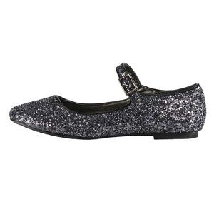 XY London Womens/Ladies Amanda Strappy Glitter Buckle Ballerina Flats / Black
